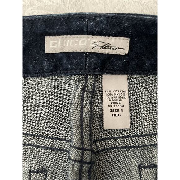 Chico's 1 M/8 Reg Womens Platinum Ultimate StraightLeg Jeans Dark Stretch Casual - Picture 6 of 8